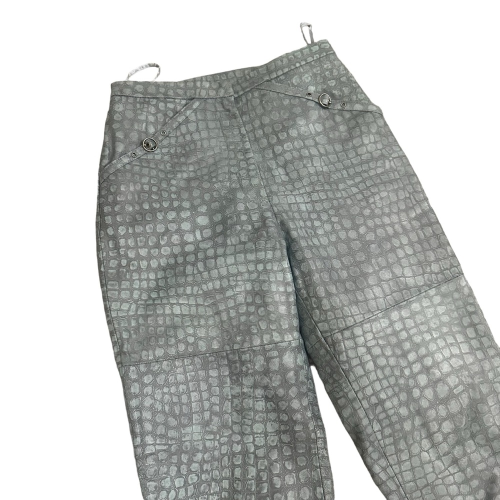 Pamela McCoy Gray Croc-Print Boot Cut Pants